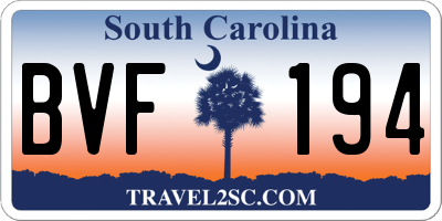 SC license plate BVF194