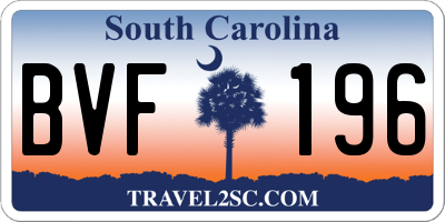 SC license plate BVF196