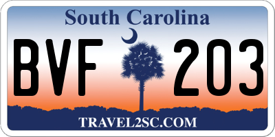 SC license plate BVF203
