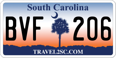SC license plate BVF206