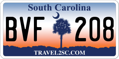 SC license plate BVF208