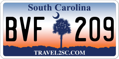 SC license plate BVF209