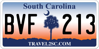 SC license plate BVF213