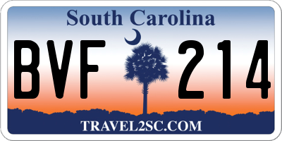 SC license plate BVF214