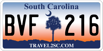 SC license plate BVF216