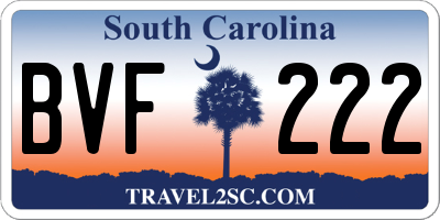SC license plate BVF222