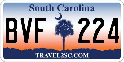 SC license plate BVF224