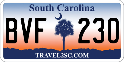 SC license plate BVF230
