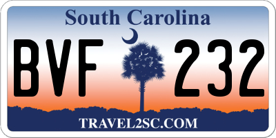 SC license plate BVF232