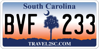 SC license plate BVF233
