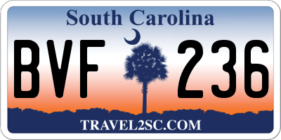SC license plate BVF236