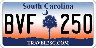 SC license plate BVF250