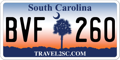 SC license plate BVF260
