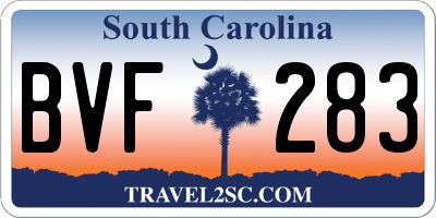 SC license plate BVF283
