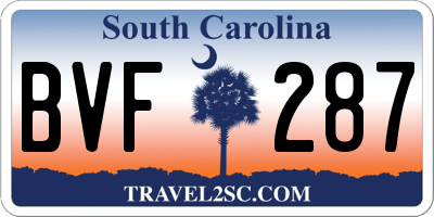 SC license plate BVF287