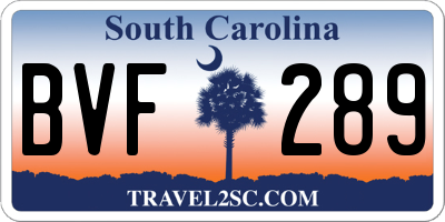 SC license plate BVF289