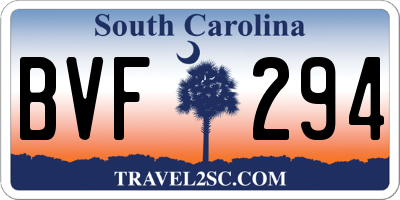 SC license plate BVF294