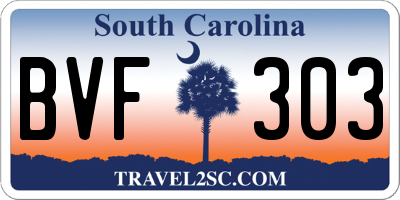 SC license plate BVF303