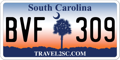 SC license plate BVF309