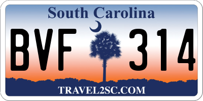 SC license plate BVF314