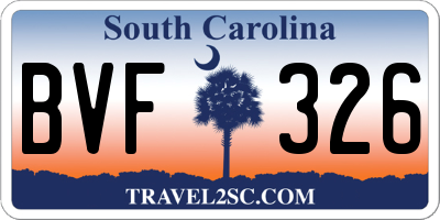 SC license plate BVF326
