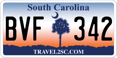 SC license plate BVF342