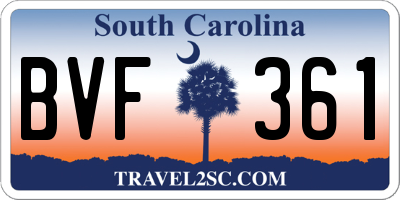 SC license plate BVF361