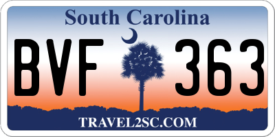 SC license plate BVF363
