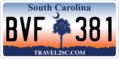 SC license plate BVF381