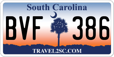 SC license plate BVF386