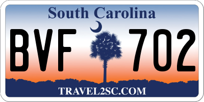 SC license plate BVF702