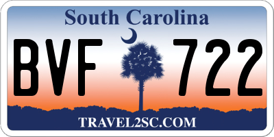 SC license plate BVF722