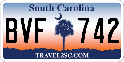 SC license plate BVF742