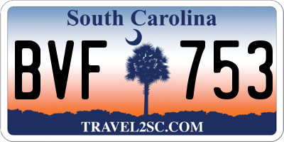SC license plate BVF753