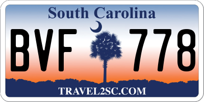 SC license plate BVF778