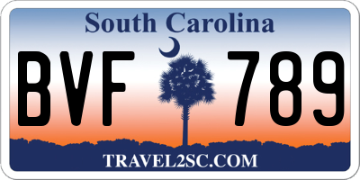 SC license plate BVF789
