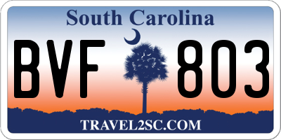 SC license plate BVF803