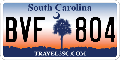SC license plate BVF804