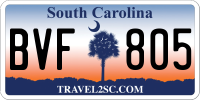 SC license plate BVF805