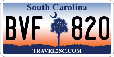 SC license plate BVF820