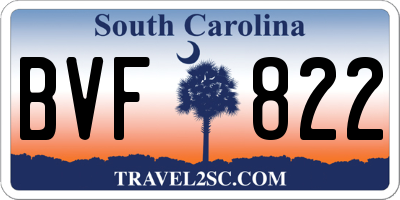SC license plate BVF822