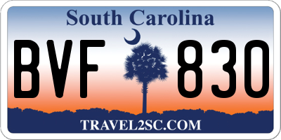 SC license plate BVF830