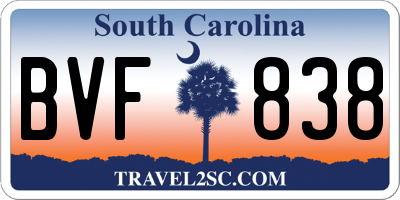 SC license plate BVF838