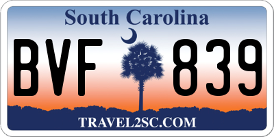 SC license plate BVF839