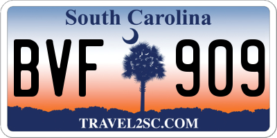 SC license plate BVF909