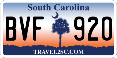 SC license plate BVF920