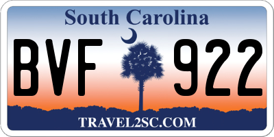 SC license plate BVF922