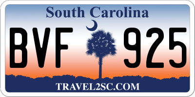 SC license plate BVF925
