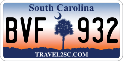 SC license plate BVF932