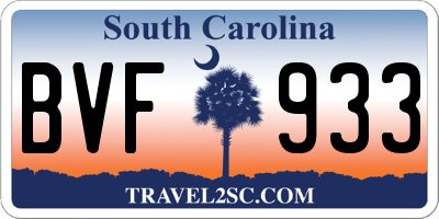 SC license plate BVF933